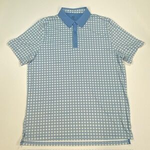 Graham‎ Luxe Geometric Print Polo Shirt Blue White XL Golf Mens